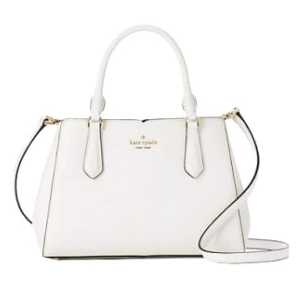 Kate Spade Tippy Small Triple Compartment Satchel White Leather Bag WKRU6705